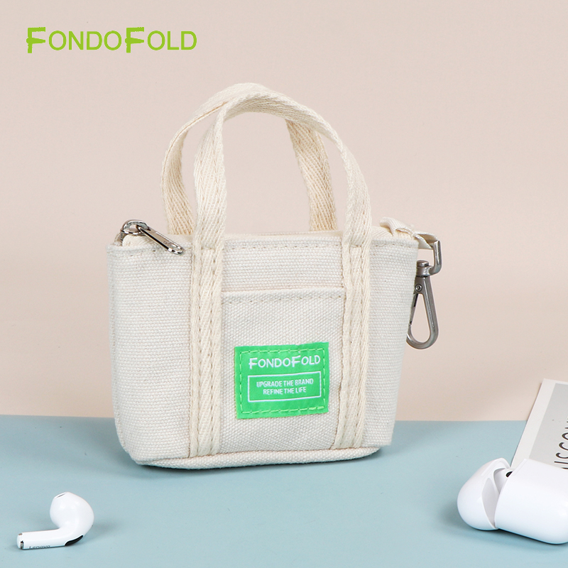 Mini Tote Bag for Earphone Made with Recycled Cotton